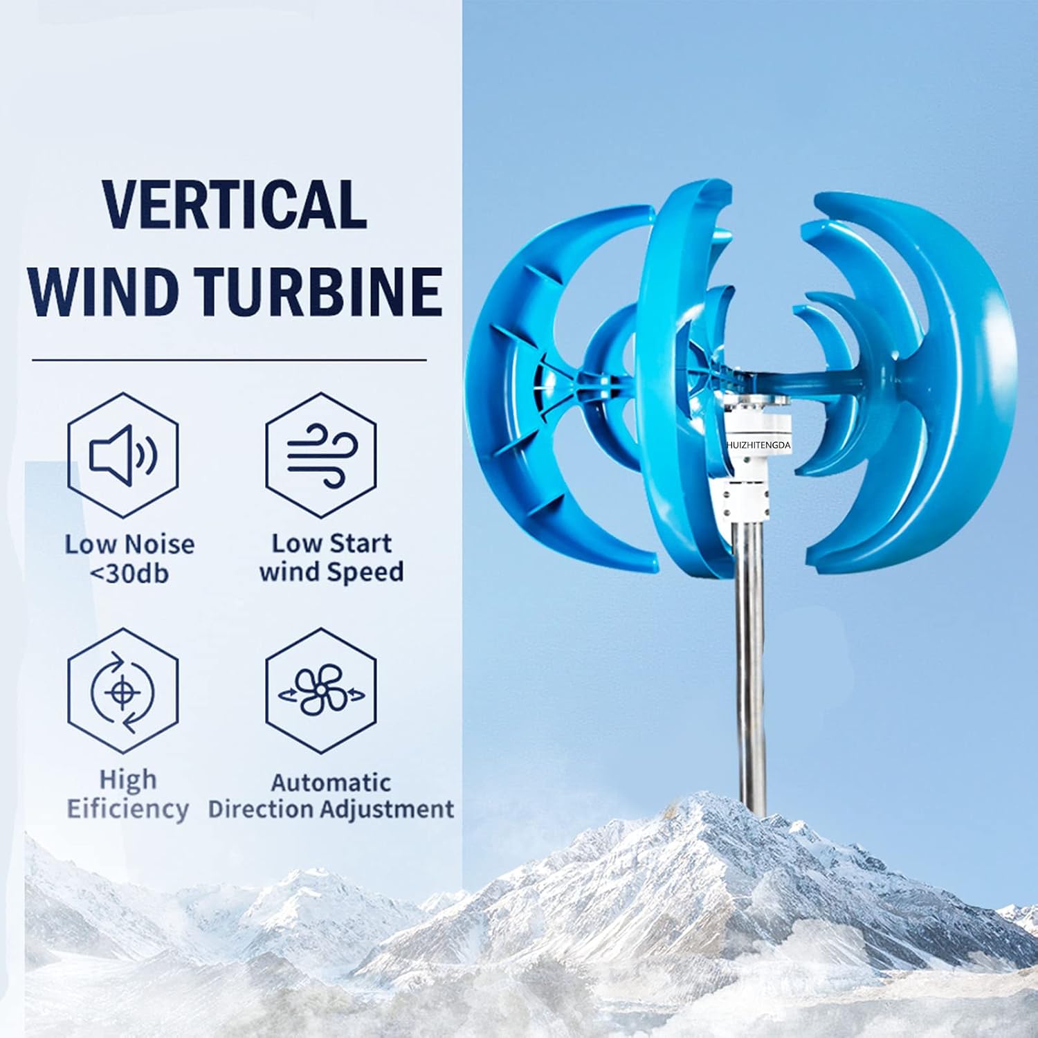 Low Noise Windmill Vertical Wind Turbine Generator,3000W Vertical Axis Wind Turbine Generator 12V 24V 48V with MPPT Controller for Home Use