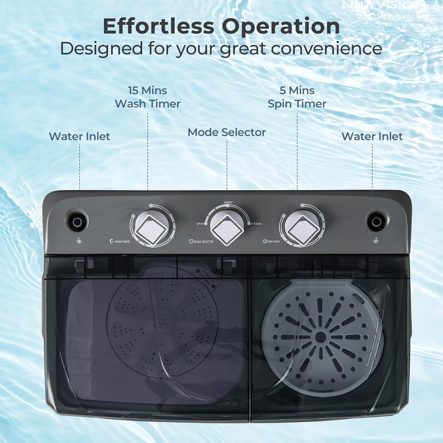 Giantex Portable Washing Machine, 20 LBS Washer & Spinner Combo with Built-in Drain Pump & Time Control, Compact Twin Tub 12 LBS Washing & 8 LBS Spin Drying for Apartment Dorm RV (Grey+White)