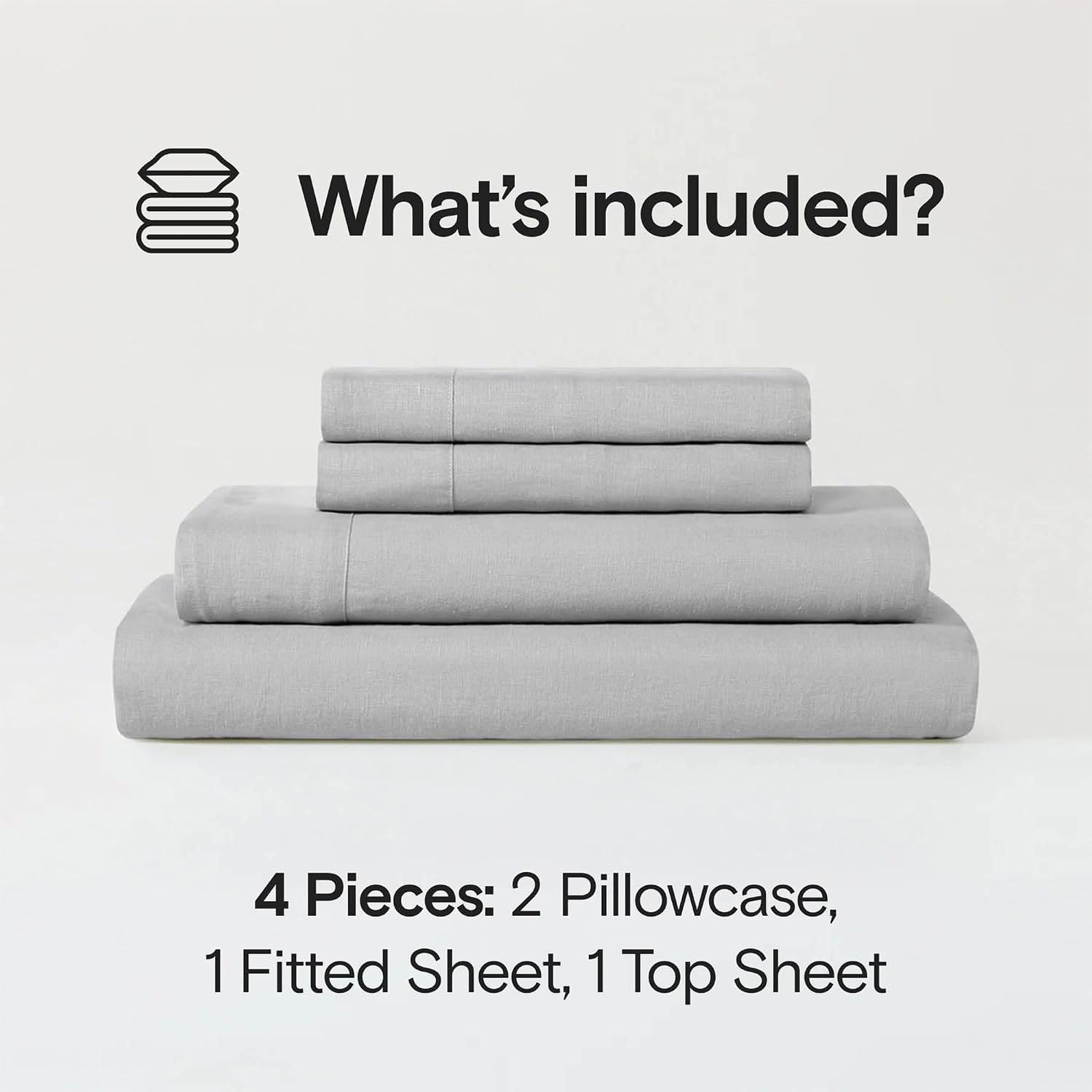 Sijo Stone Washed Organic French Linen Bed Sheet Set, GOTS Certified Organic, Best Cooling Linen Sheet Award by Sleep Foundation, 4 Piece - 2 Pillowcases, 1 Fitted and 1 Flat (Dove, Queen)