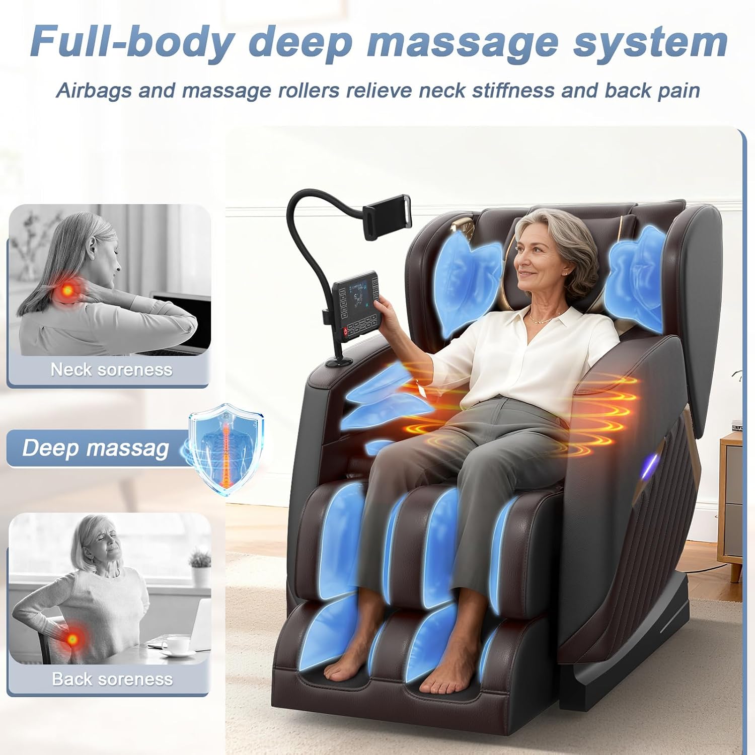 2026 Massage Chair Full Body, Zero Gravity Massage Chair with 16 Fix Rollers, Auto Massage Program, Foot and Calf Massage, Recliner Chair with Heating, Touch Screen Controller, Bluetooth Speaker