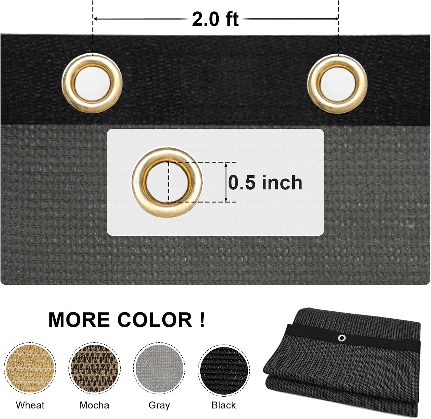 Amagenix 90% Dark Grey Sun Shade Cloth with Grommets, 12'X 20' Sun Screens Pergola Shade Cover Canopy for Outdoor Garden Patio Porch