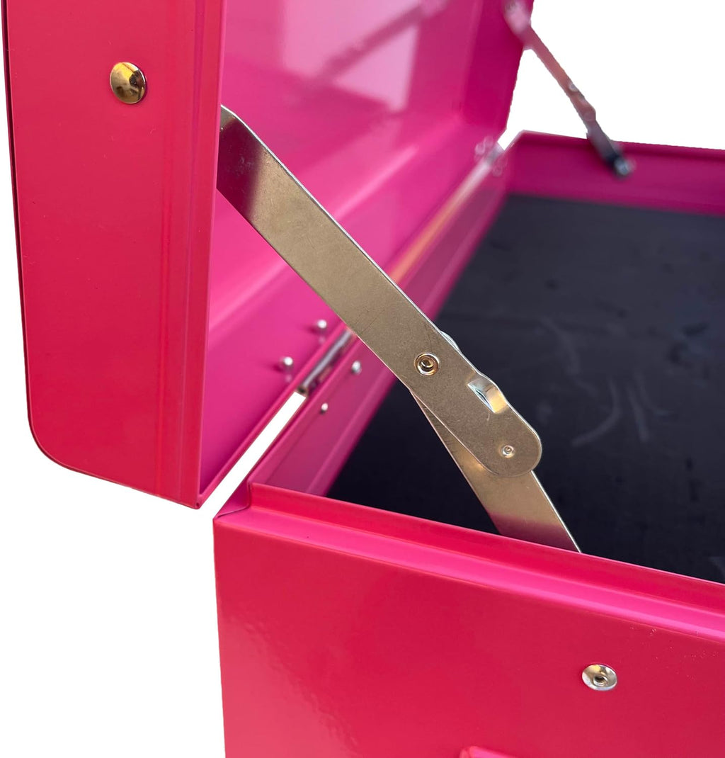 Workington Portable Metal Tool Chest with 9 Drawers, 24' 9-Drawer Tool Chest Cabinet with Ball Bearing Drawer Slides, Steel Tool Storage Box Organizer 4006 Pink