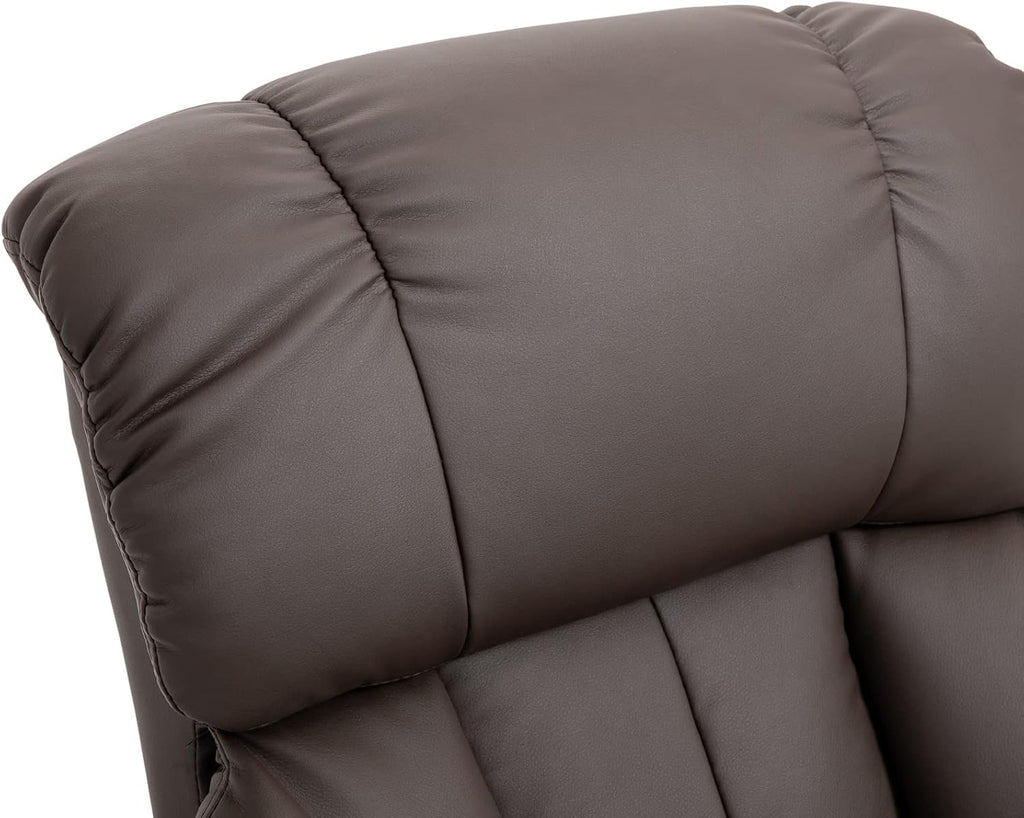 HOMCOM Massage Recliner Chair with Ottoman, 360° Swivel Recliner and Footstool, 10 Point Vibration, PU Leather Reclining Chair with Side Pocket and Remote Control, Brown