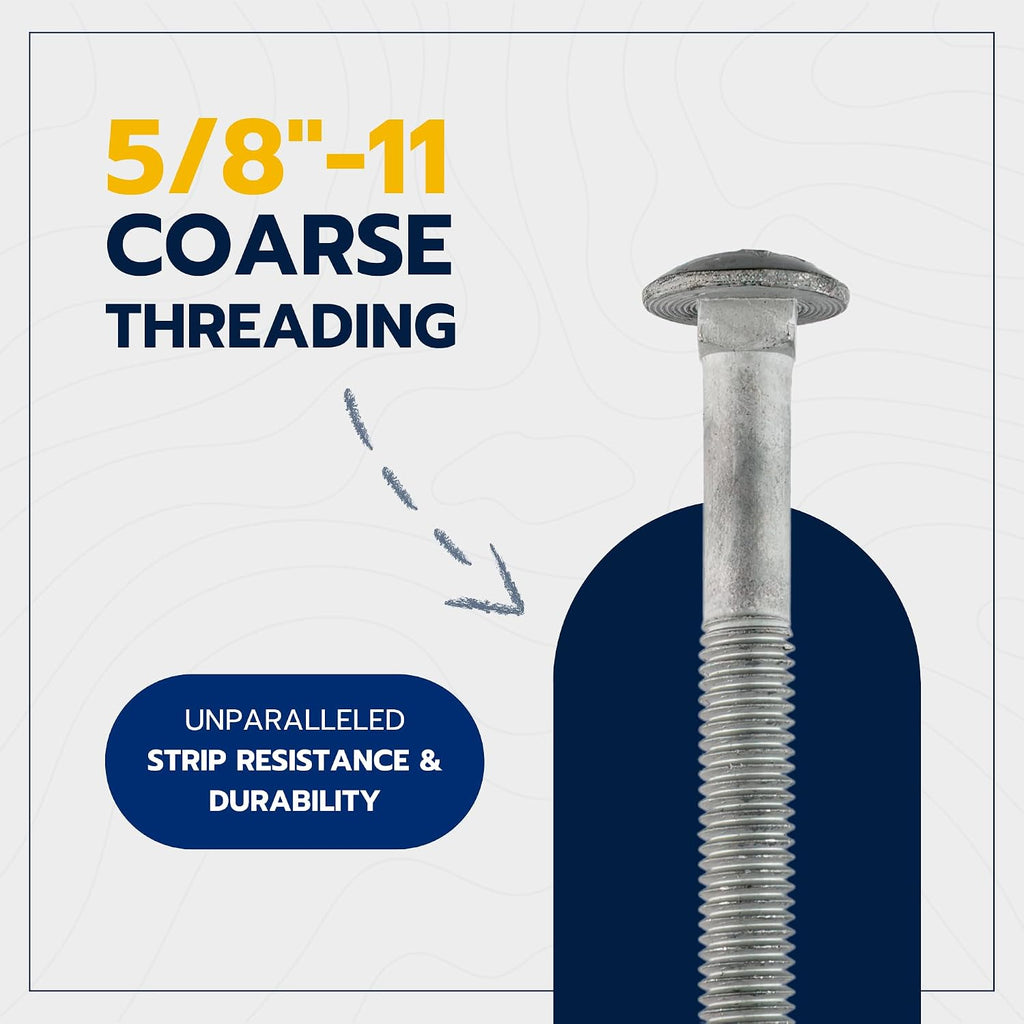 5/8' x 14' (25 pk) Hot Dip Galvanized 307A Carriage Bolt, Washer, Nut Kit by Makers Bolt
