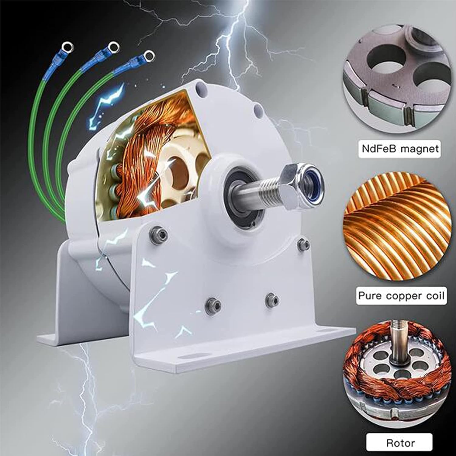 Electric Generator 3000W Low Speeds 3 Phase Gearless Permanent Magnet AC Alternators for Wind Water Turbine Home Use,48v