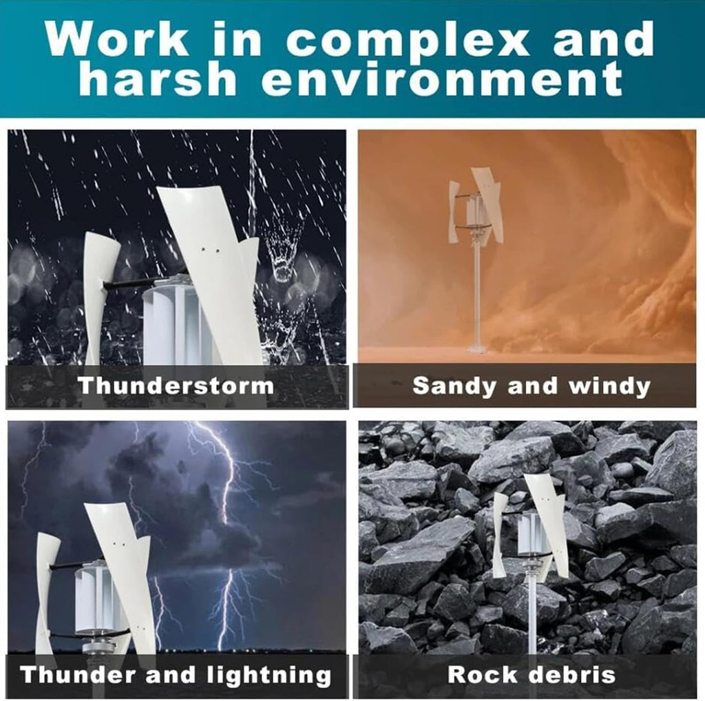 3000W Vertical Wind Turbine Generator Kit - Efficient Renewable Energy for Low Wind Speeds (2M/S) - Wind-Solar Hybrid Power System, 24V Eco-Friendly Solution
