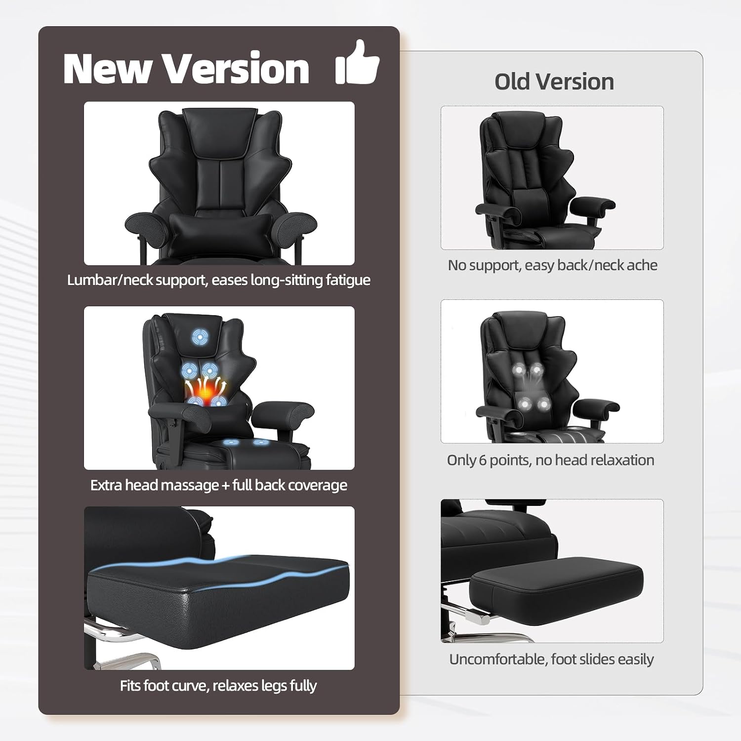 7-Point Massage Office Chair,Heated Manageral Chair,Ergonomic Executive Chair with Footrest,Adjustable Armrest，Computer Chair for Offices, Study Areas, Gaming Spaces,Black