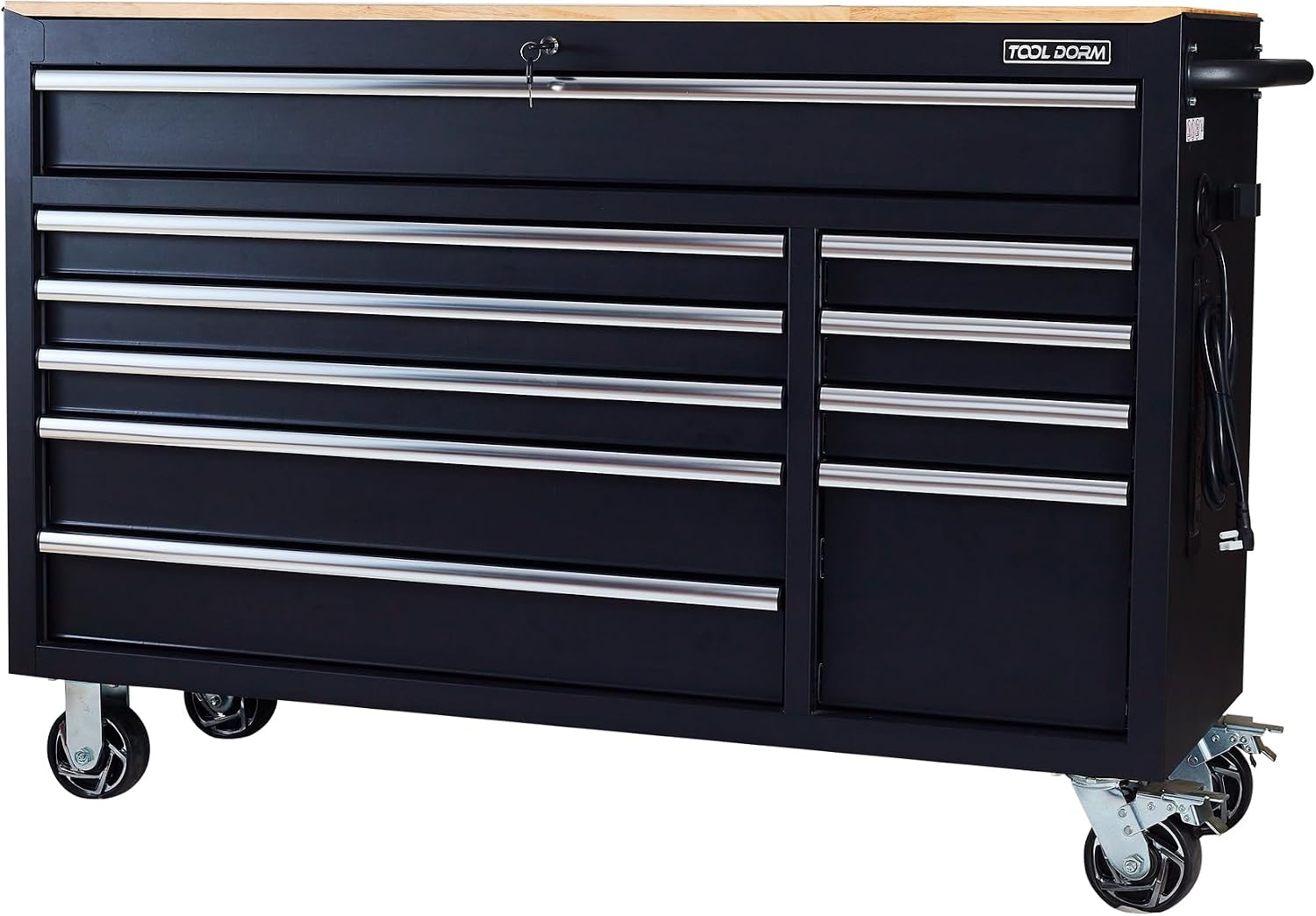 Tool Chest Cabinet, Large Capacity Metal Tool Box with Wheels and Cylinder Locking, Roll Around Storage Organizer Tool Cart for Garage, Redtool cabinets on Wheels (Black, 6-Drawer)
