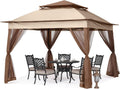 MASTERCANOPY Patio Gazebo Outdoor Pop Up Gazebo with Mesh Walls (11x11,Champagne)