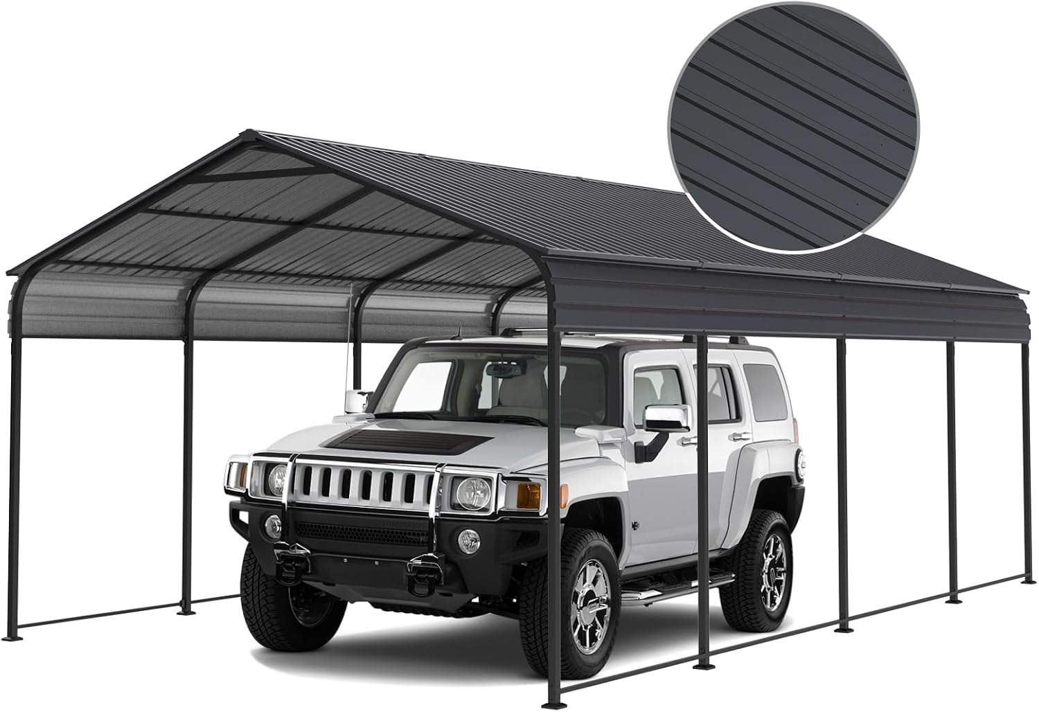 12x20x8.7 FT Heavy Duty Metal Carport, Galvanized Steel Roof Outdoor Car Shelter Garage, Waterproof All Weather Car Canopy for Car Pickup Truck Boat Tractor, Grey