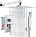 Aolemi Shower Faucet Set Rain Shower System with Handheld Spray Bathroom Shower Combo Rough-in Valve and Shower Trim Kit Included Polish Chrome 12 Inch Wall Mount Shower Head