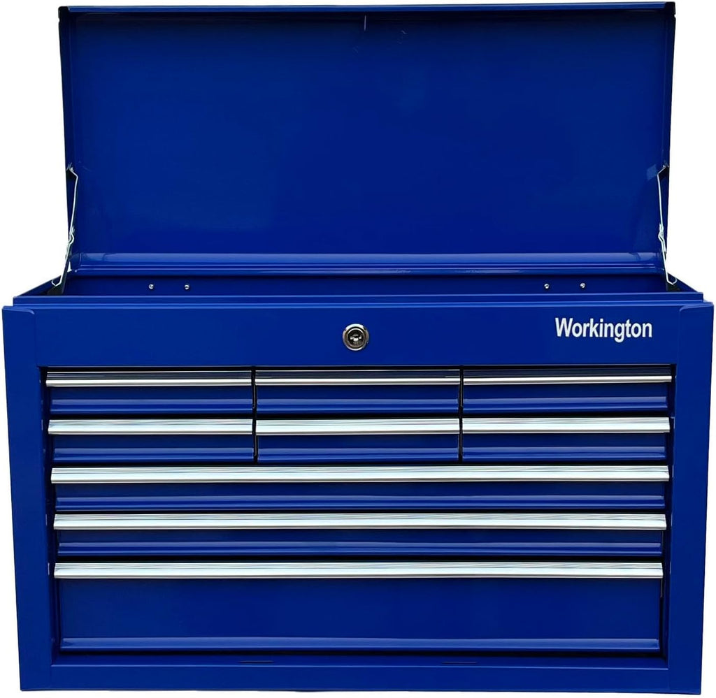 Workington Portable Metal Tool Chest with 9 Drawers, 24' 9-Drawer Tool Chest Cabinet with Ball Bearing Drawer Slides, Steel Tool Storage Box Organizer 4006 Blue