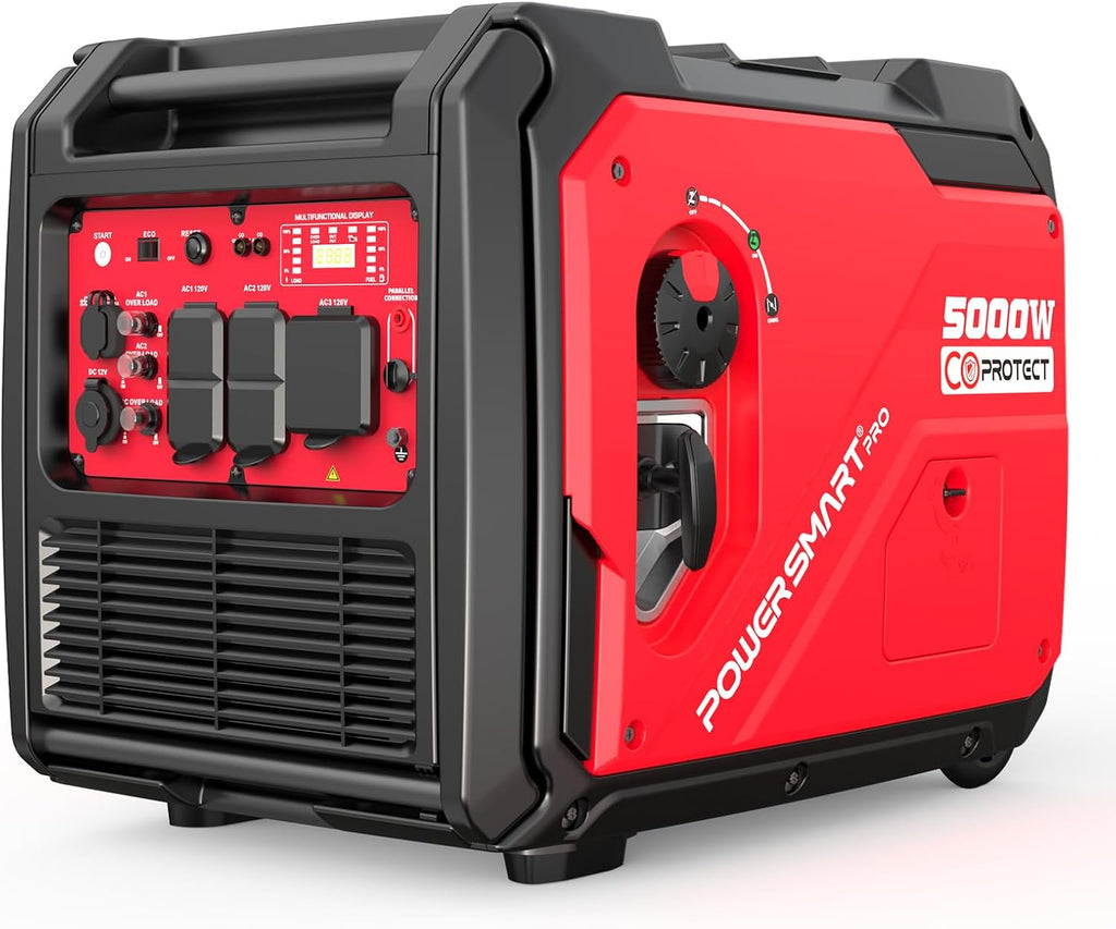 PowerSmart 5000-Watt Portable Inverter Generator Gas Powered with Electric Start, CO Protect, Super Quiet, 30 Amp for Home Use