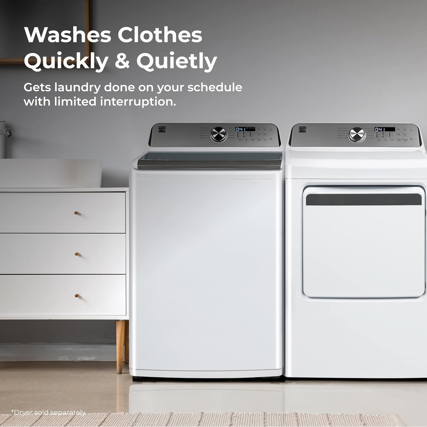 Kenmore 4.4 cu. ft. Top Load Washer with Triple Action Agitator for Tough Dirt & Stains - Reduce Laundry Time with Accela Wash & Express Wash - LED - White