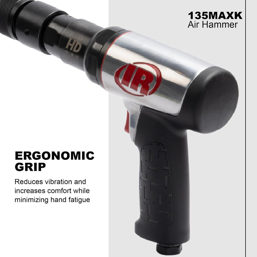 Ingersoll Rand 135MAXK Vibration Reduced Quick-Change Air Hammer 5-Piece Chisel Set, 2,600 BPM, 3' Stroke, Round Shank