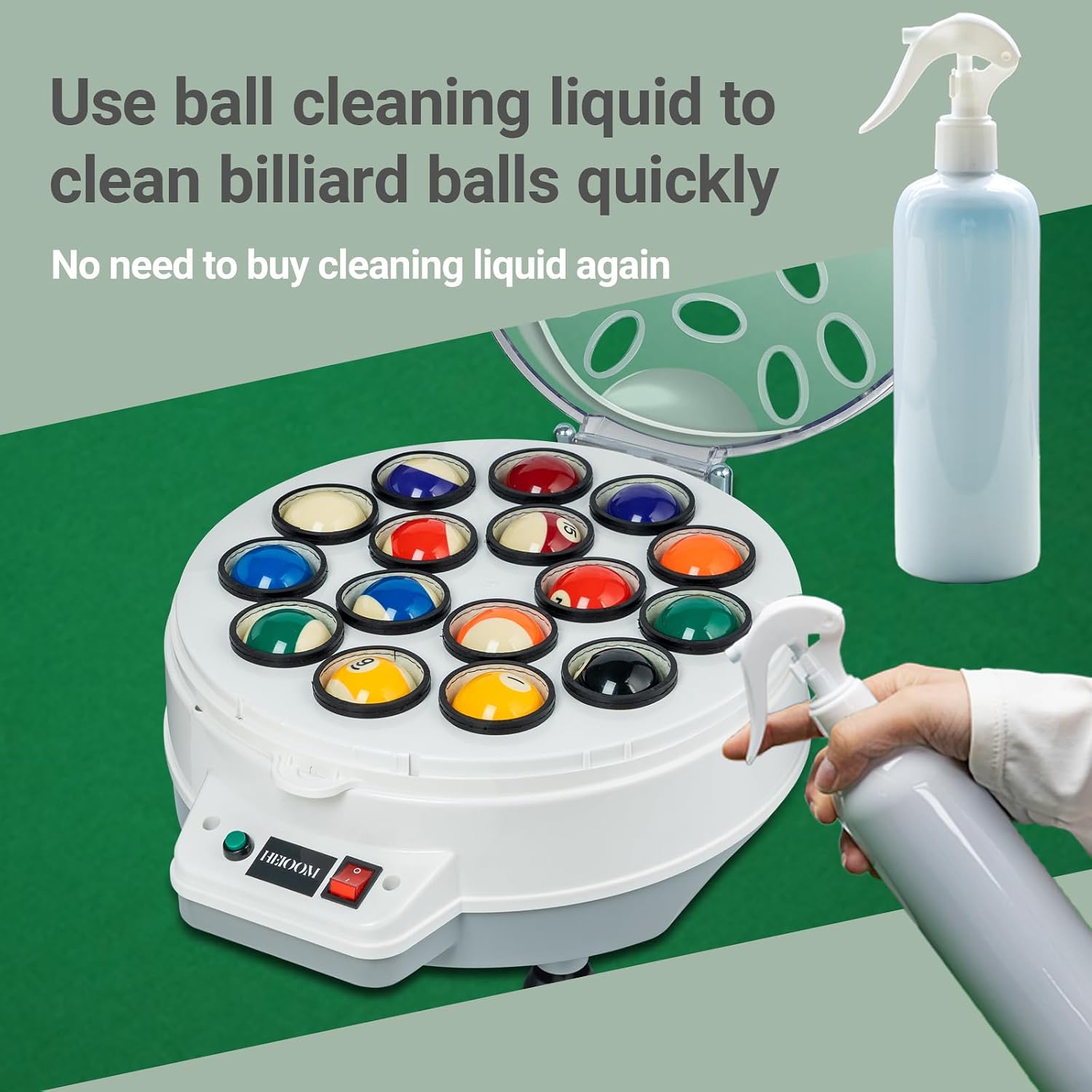 Pool Ball Cleaner Pool Ball Polishing Cleaning Machine Billiard Ball Cleaner Electronic Pool Balls Polishing for 16 Billiard and Snooker Balls 110V 180V