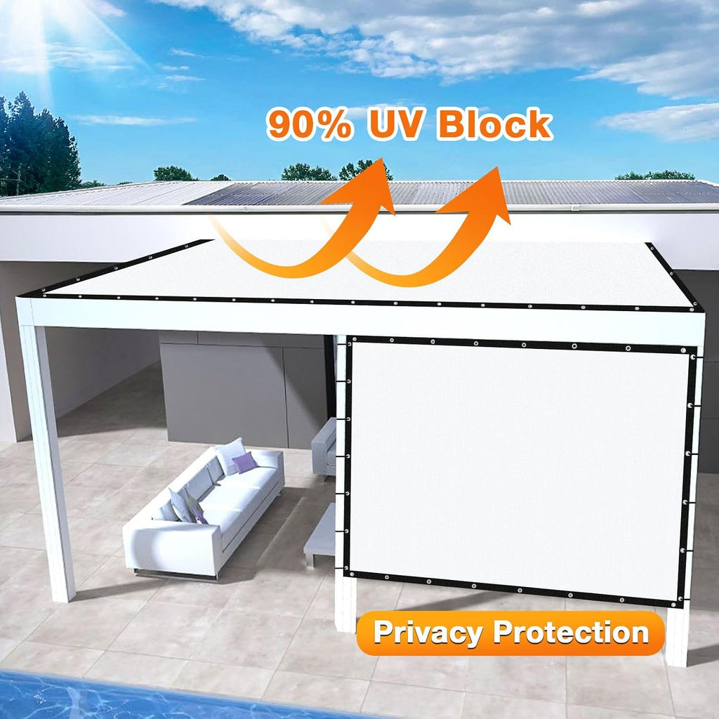 Artpuch Outdoor Pergola Shade Cover 12x20 FT Sun Shade Cloth with Grommets White Commercial Grade Patio Privacy Screen Shade Canopy (Customized Available) GN06
