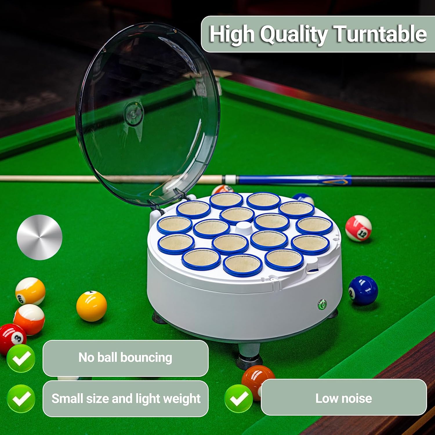 Pool Ball Cleaner Pool Ball Polishing Cleaning Machine Billiard Ball Cleaner Electronic Pool Balls Polishing for 16 Billiard and Snooker Balls 110V 180V