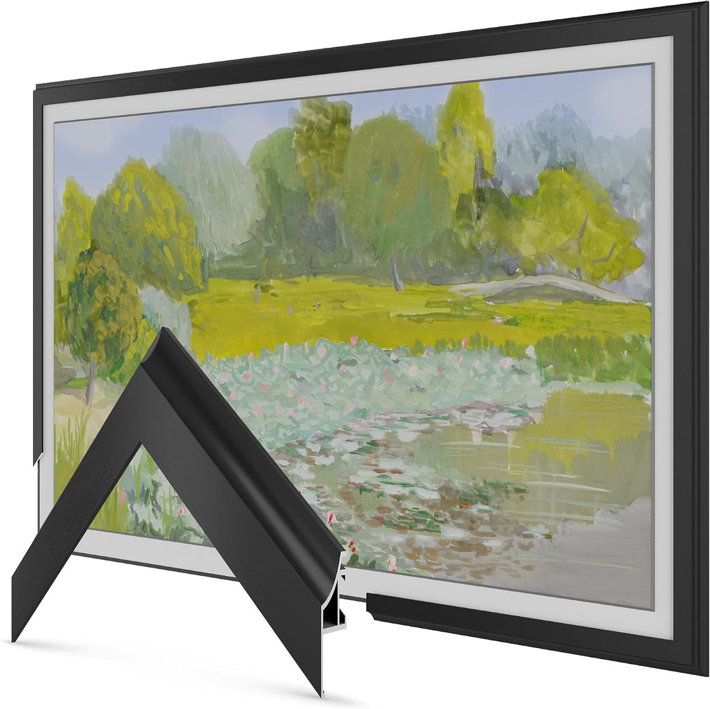 Anodized Black Scoop 75' Alloy Deco TV Frame - Compatible ONLY with Samsung The Frame TV and Pro TVs (Fits 2021-2026, LS03A, LS03B,LS03C,LS03D,LS03FA,LS03FW)