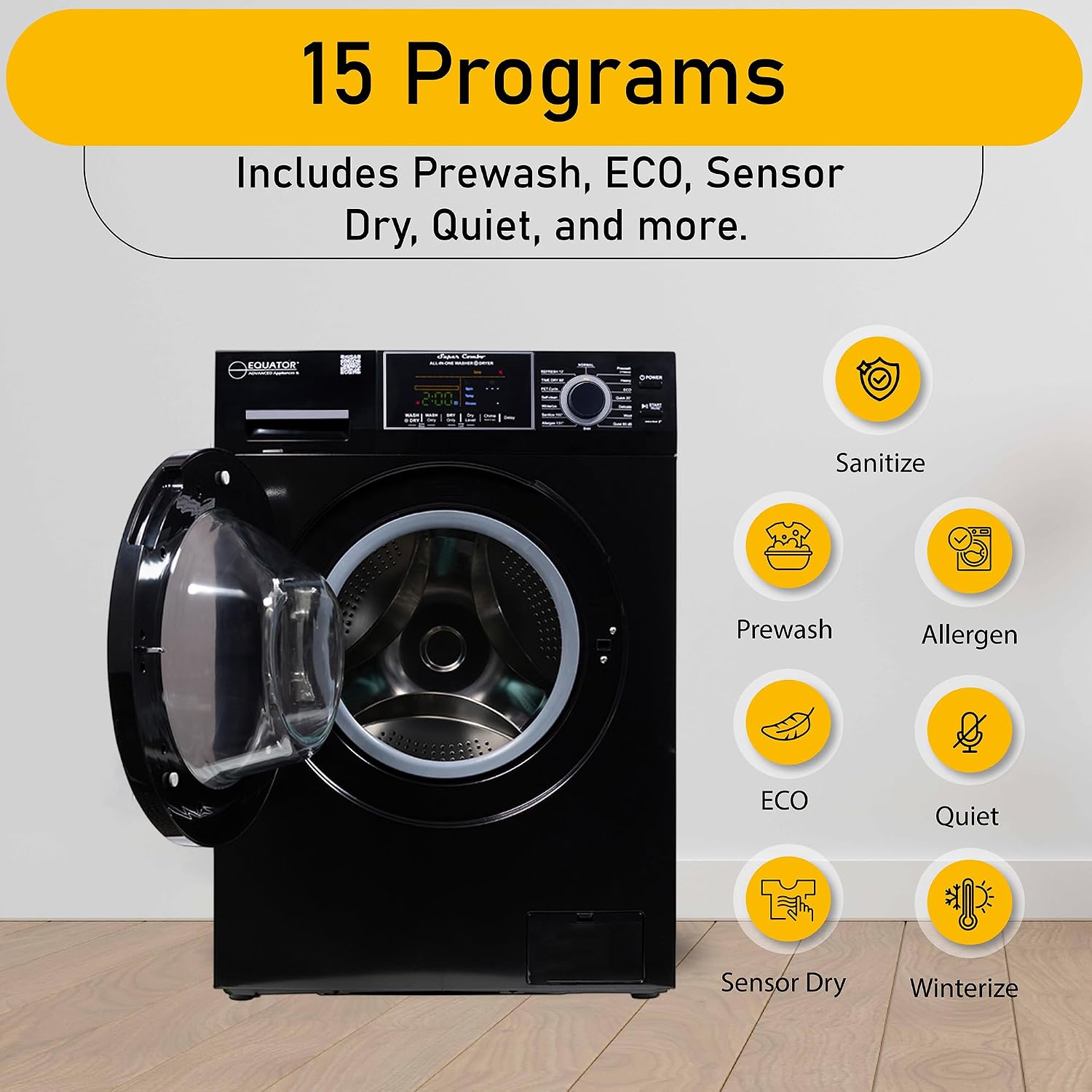 Equator All-in-One Washer Dryer VENTLESS/VENTED PET cycle 1.62cf/15lbs 110V