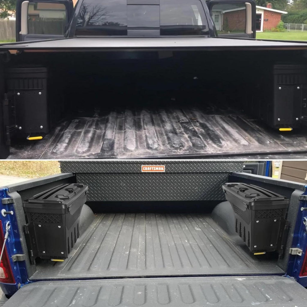POETRYXIAO Lockable Truck Bed Storage Box with Password Padlock for 2019-2023 Dodge Ram 1500 2500 (No Fit 1500 Classic Model),Waterproof ABS Wheel Well Tool Box 6.6 Gal/25 L (Passenger Side)