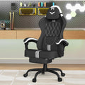 Soontrans Linen Fabric Ergonomic Chair with Pocket Spring Cushion, Wide Seat 20',Adjustable Headrest, Lumbar Pillow, Footrest & Reclining Backrest, Comfortable Office Chair for Home & Gaming