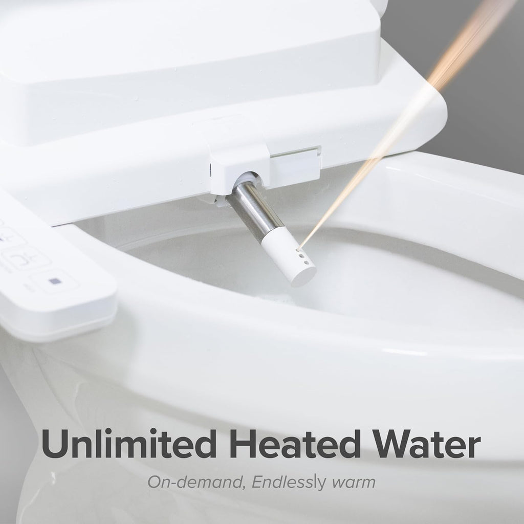 SmartBidet® SB-2600 Electric Smart Bidet™ Seat Unlimited Hot Water - Electronic Heated Toilet Seat with Warm Air Dryer and Temperature Controlled Wash Functions - Elongated
