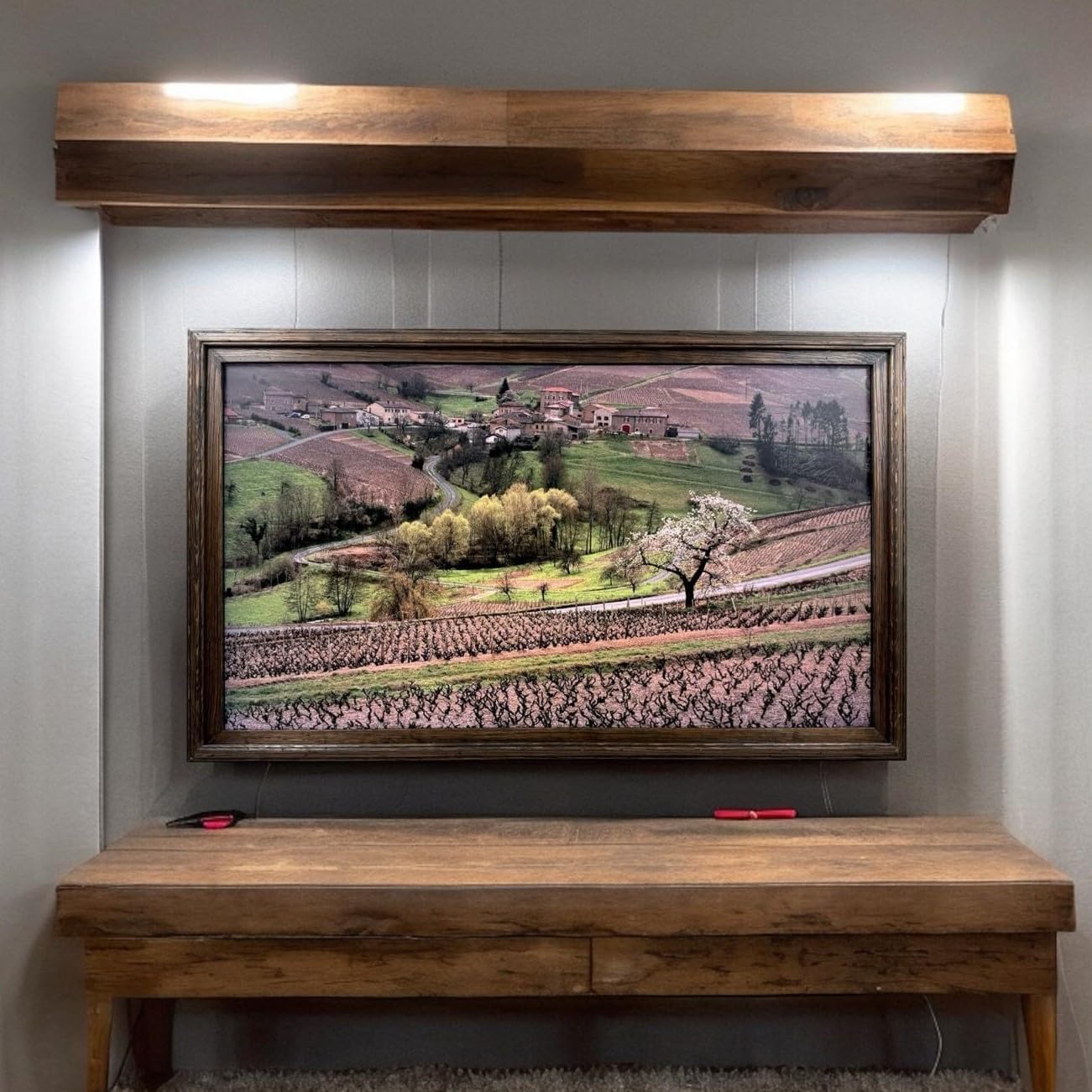 32,43,50,& 55 Inch Handcrafted TV frame for Samsung The Frame TV, Rustic Dark Wood Stain (not for use with other tv models) (43 INCH)