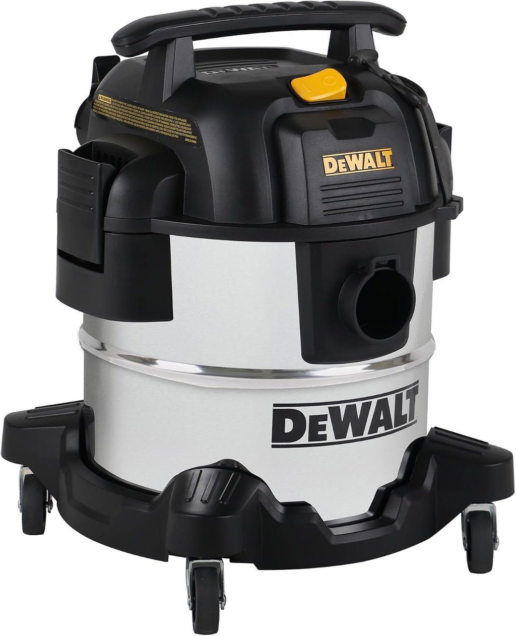 DEWALT DXV05S 5 Gallon Stainless Steel Wet/Dry Vac, 4 Peak HP Shop Vacuums with Attachments, Powerful Suction, 1-7/8' Hose, DXV05S, Silver