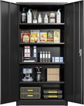 Locking Metal Storage Cabinet with 2 Door and 4 Adjustable Shelves, Black Lockable Garage Storage Cabinet for Home, Office, Utility Room, H70.87×W35.43×D17.72