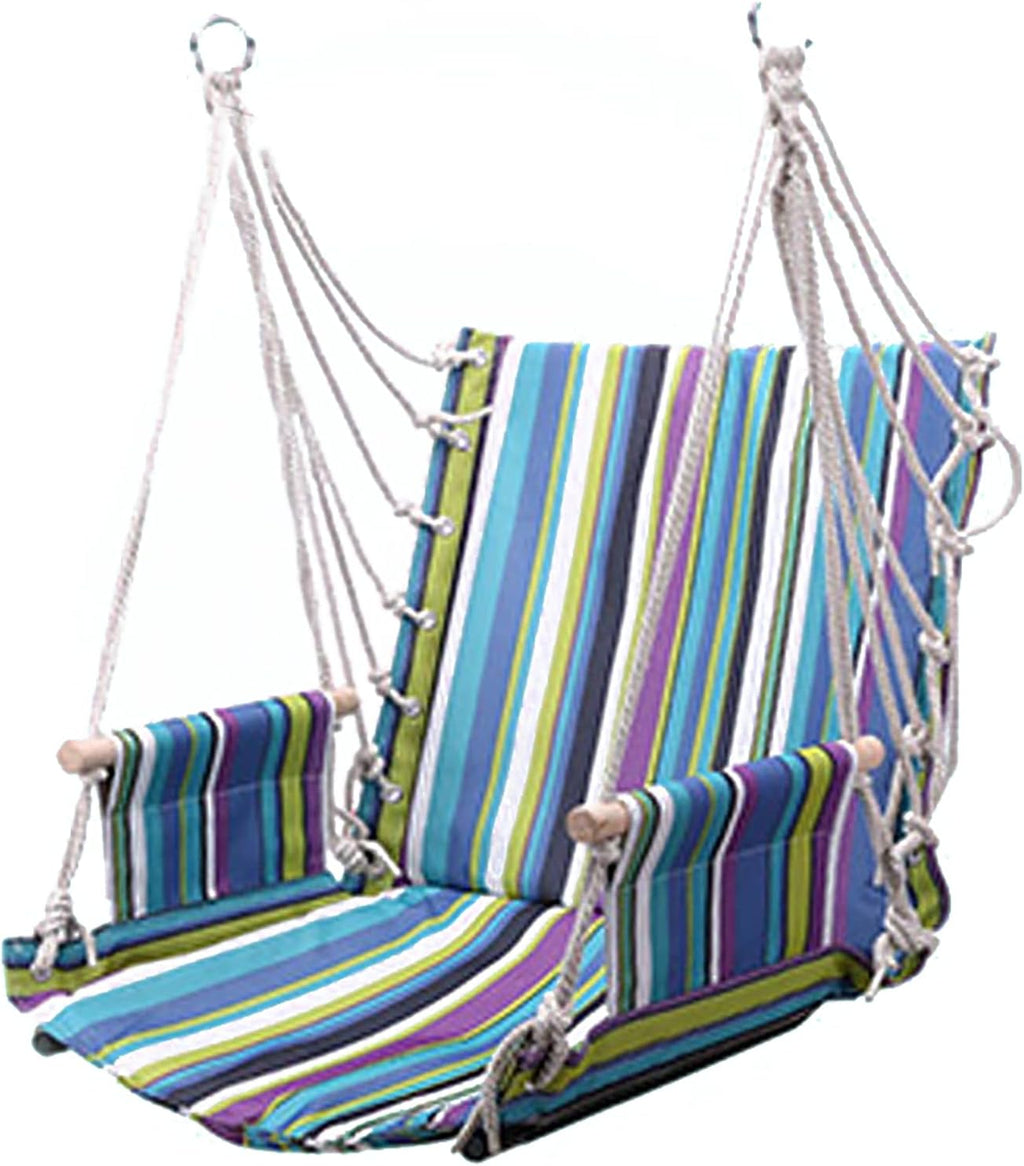 Hammock Chair Swing Hanging Rope Swing Chair with 2 Seat Cushions Soft Max 330 Lbs Handmade Hanging Chair for Bedroom Patio Yard Garden Outdoor Indoor (J)