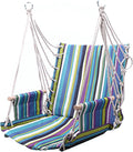 Hammock Chair Swing Hanging Rope Swing Chair with 2 Seat Cushions Soft Max 330 Lbs Handmade Hanging Chair for Bedroom Patio Yard Garden Outdoor Indoor (J)