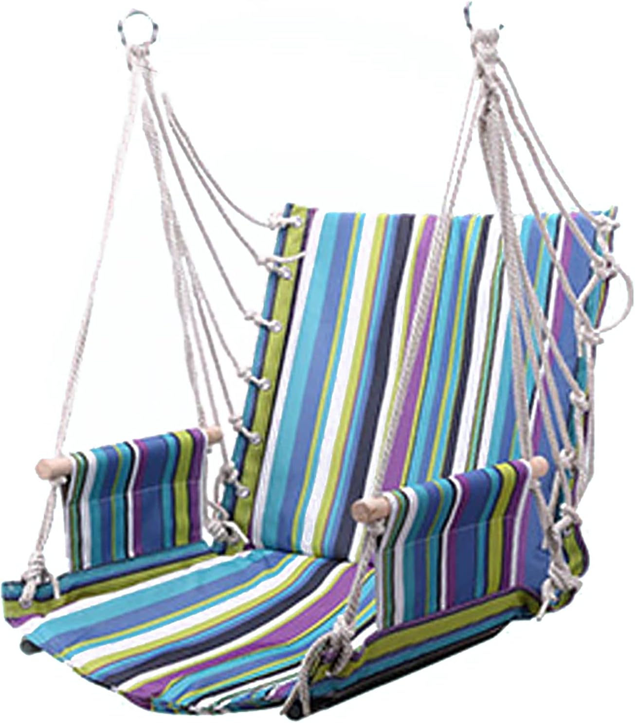 Hammock Chair Swing Hanging Rope Swing Chair with 2 Seat Cushions Soft Max 330 Lbs Handmade Hanging Chair for Bedroom Patio Yard Garden Outdoor Indoor (J)