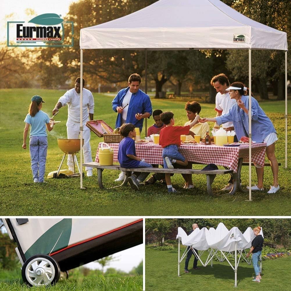 Eurmax USA Professional Pop up Canopy Wedding Party Tent Instant Outdoor Gazebo with Side Walls Aluminum Frame Commercial Grade Bonus Roller Bag(Purple)