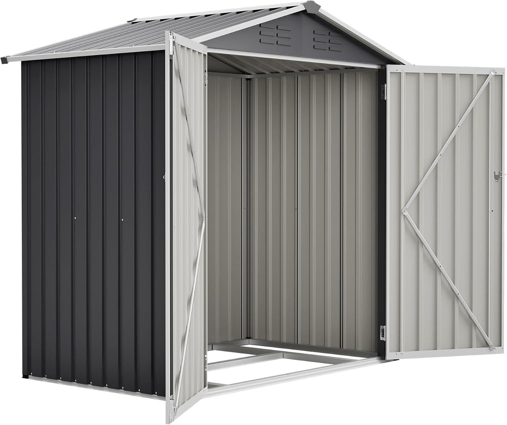 6 x 4 FT Metal Outdoor Storage Shed,Backyard Garden Tool Shed– Lockable Door, Waterproof Sloped Roof, Reinforced Galvanized-Steel Frame, Multi-Purpose Garden Shed for Backyard, Patio & Lawn