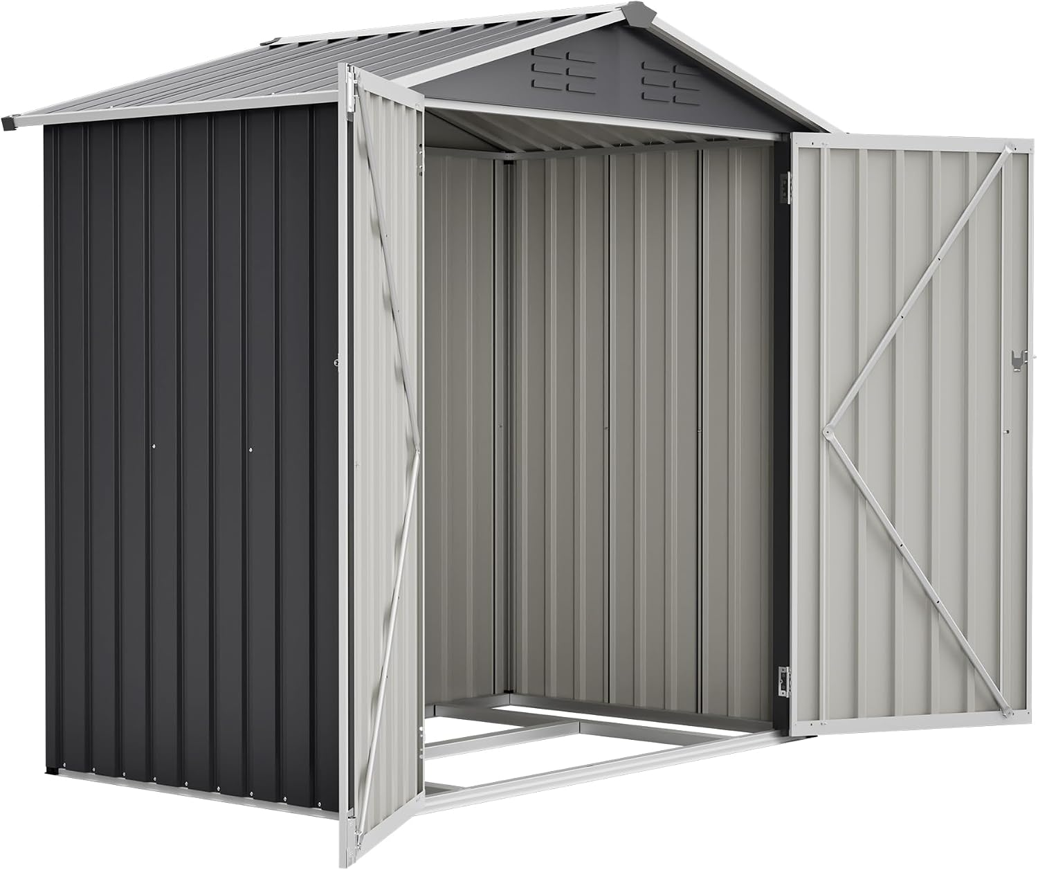 6 x 4 FT Metal Outdoor Storage Shed,Backyard Garden Tool Shed– Lockable Door, Waterproof Sloped Roof, Reinforced Galvanized-Steel Frame, Multi-Purpose Garden Shed for Backyard, Patio & Lawn