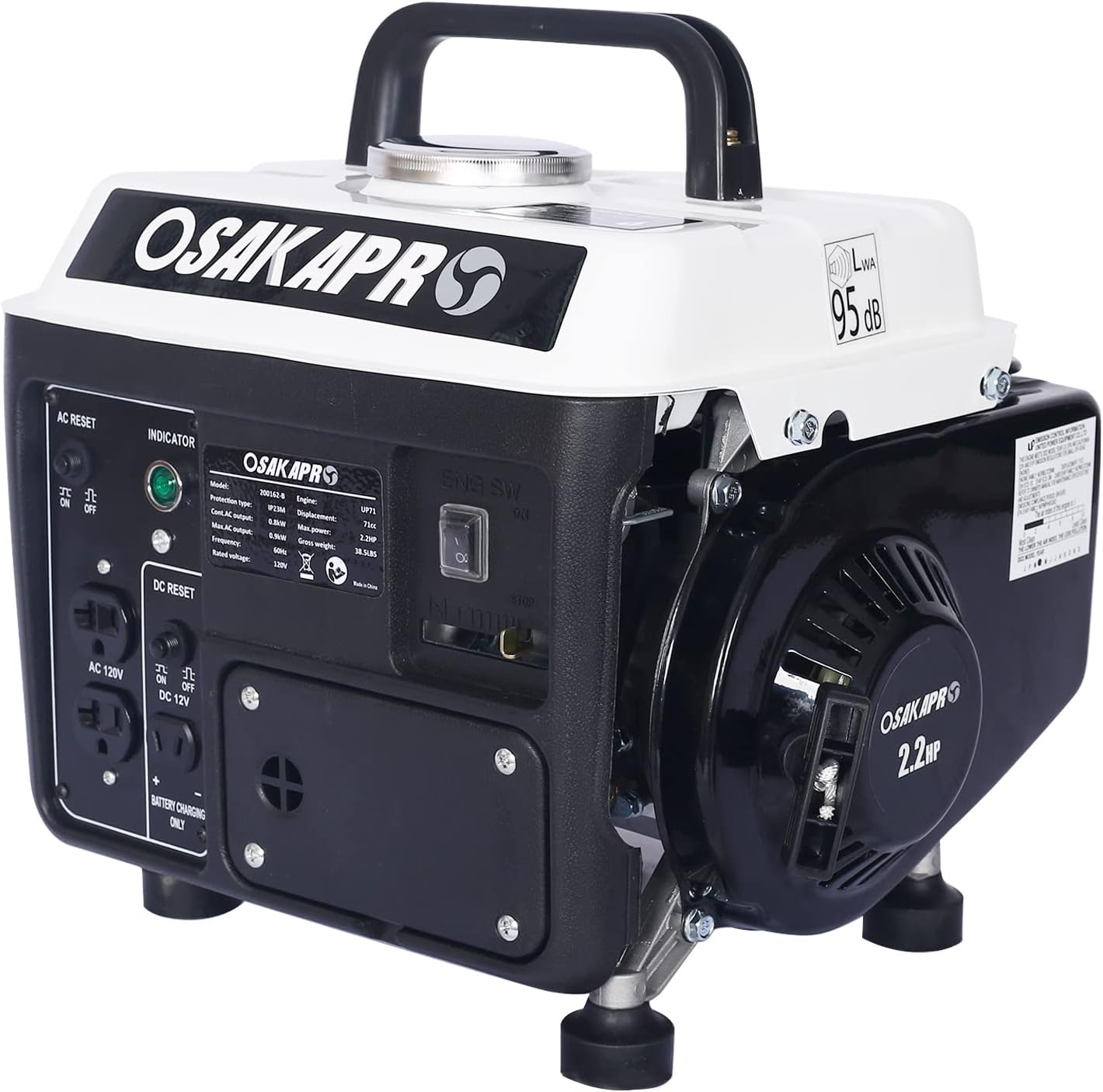 900W Portable Gas Powered Generator, Low Noise Outdoor Generator with 1.1 Gal Fuel Tank, EPA Compliant, Compact Backup For Home Use Camping RV Emergency