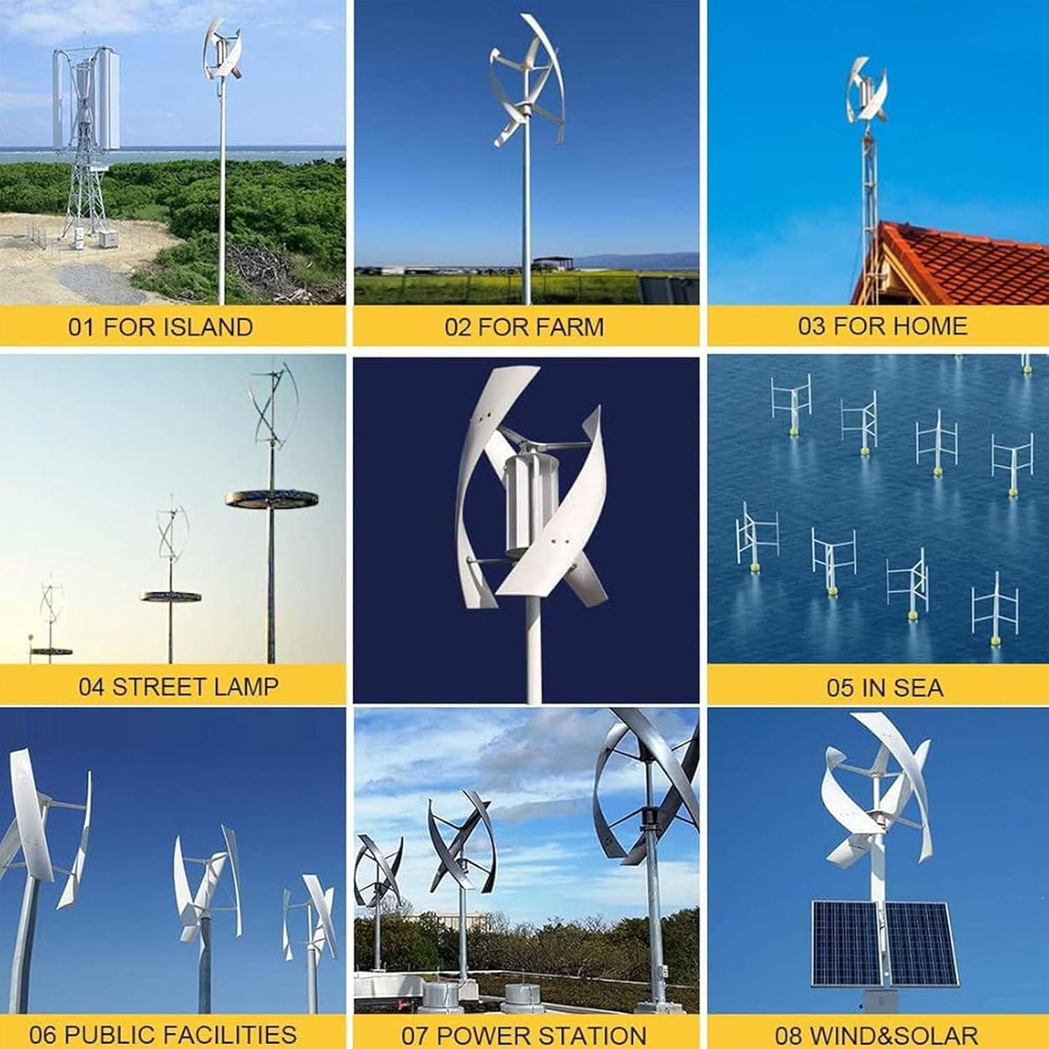 3000W Wind Turbine Generator with MPPT Controller, 3-Blade Vertical Axis Design, Ideal for Boats & Street Lighting, Hybrid Wind Solar Power System, 12V Electricity Production