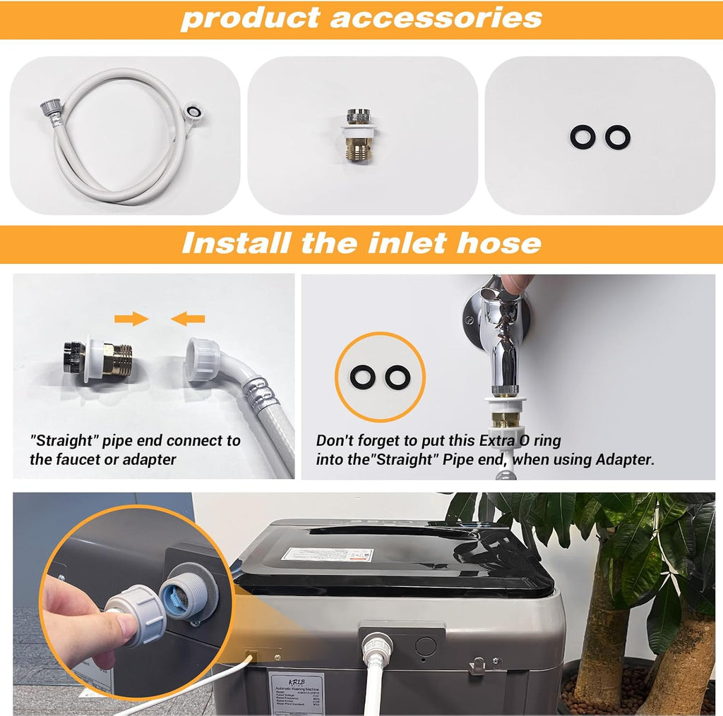 Portable Washing Machine 17.7lbs Full-Automatic Compact Washing Machine for Apartment, 10 Wash Program Small Washer for Dorm, Portable Washer Machines for RV, Home, Grey