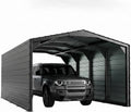 Metal Carport 12x20ft Heavy-Duty 2-Sided Enclosure | Military-Grade Reinforced Garage Kits with Steel Roof & Hurricane | 100lbs/Sq.Ft Snow/RV/Camper/Truck/Tractor Shelter