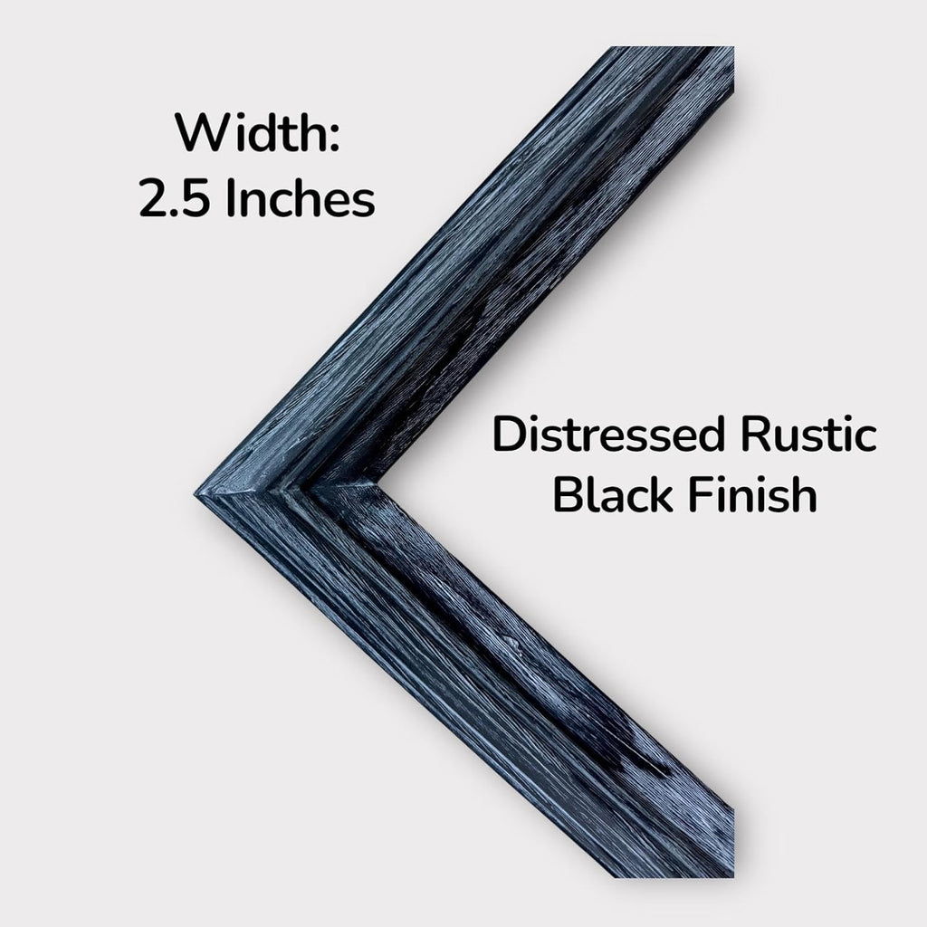 32, 43, 50 & 55 Inch Handmade wood TV Frame for Samsung The Frame TV, Rustic Distressed Black finish (not for use with other models) (50 INCH)