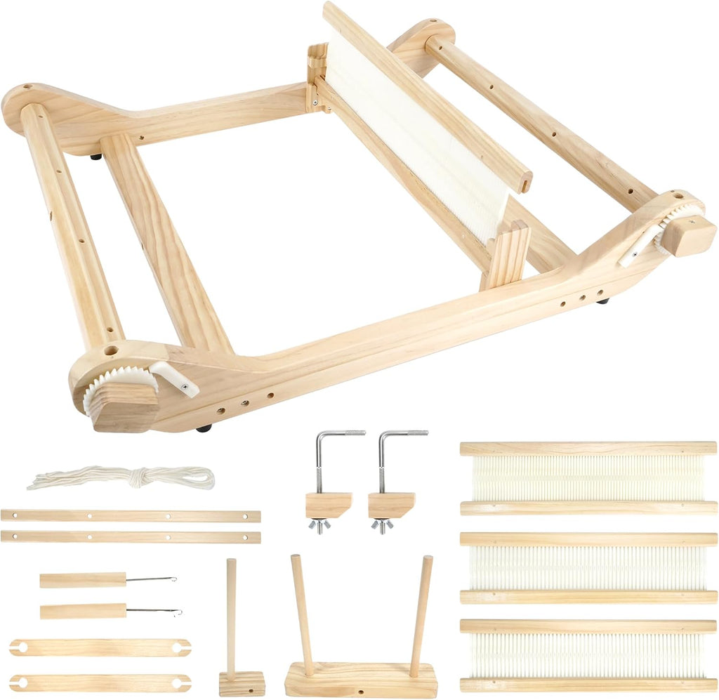 WILLOWDALE 16 Inches Rigid Heddle Loom, Weaving Loom Kit with Shed Stick, Wooden Multi-Craft Weaving Loom for Adults, Threads Warping Frame with Pegs and Yarn Stand, Frame Loom for Beginner
