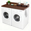 Washer and Dryer Countertop with Shelf, HDPE 2-Tier Laundry Countertop, 54' Wide Laundry Machine Topper with 2 Hooks & Non-Slip Pads for Laundry Room Organization and Folding Clothes (Brown)