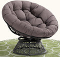 Bme 40' Ergonomic Wicker Papasan Chair with Soft Thick Density Fabric Cushion, High Capacity Steel Frame, 360 Degree Swivel for Living, Bedroom, Reading Room, Lounge, Smoky Quartz - Black Base