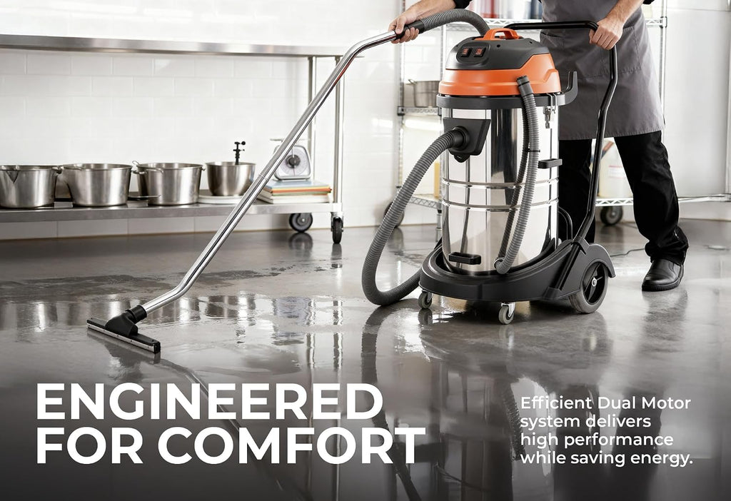 Industrial Wet/Dry Vacuum Cleaner | 2 Motors | 2000 Watt Power | 225 CFM | 21-Gallon Capacity JM773