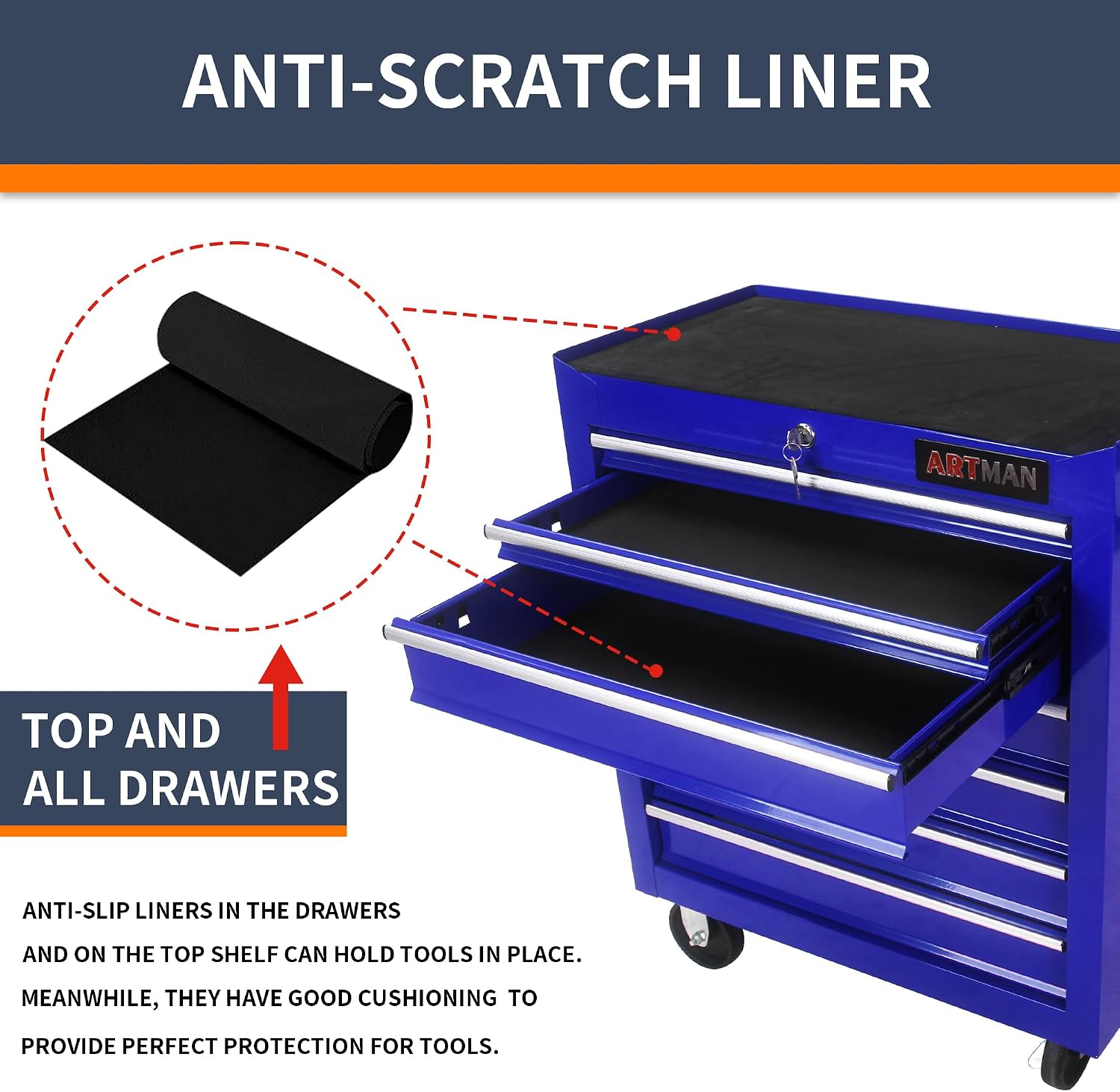 Larmliss 7-Drawer Rolling Tool Cart, Lockable Home Repair Tool Storage Organizer, Tool Box on Wheels,Tool Chest Cabinet for Mechanic, Garage