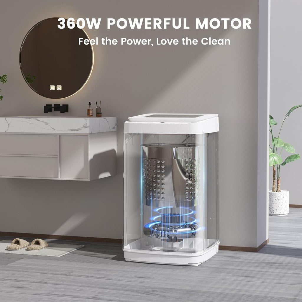 Zynkez 14 lbs Portable Washing Machine, Fully Automatic Portable Washer with 10 Programs, 3 Water Levels, Drain Pump, Small Washer and Spin Dryer Combo for Apartment, RV, Dorm