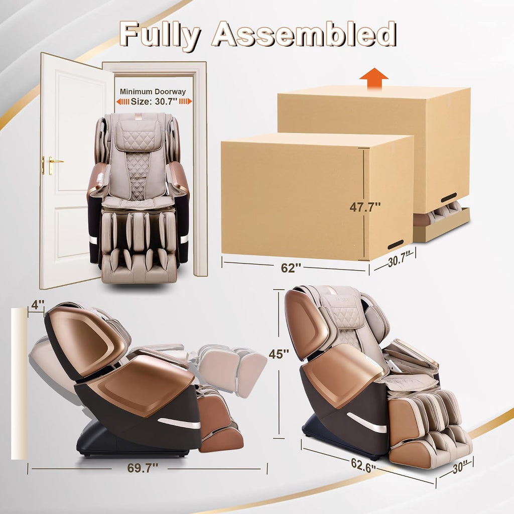 MYNTA 2025 4D Massage Chair for Full Body, 4D+2D Dual Mechanism with Waist & Shawl Heating, Zero Gravity Recliner Foot & Calf Massage, Extended SL-Track, Music Sync with Hi-Fi Bluetooth Speaker