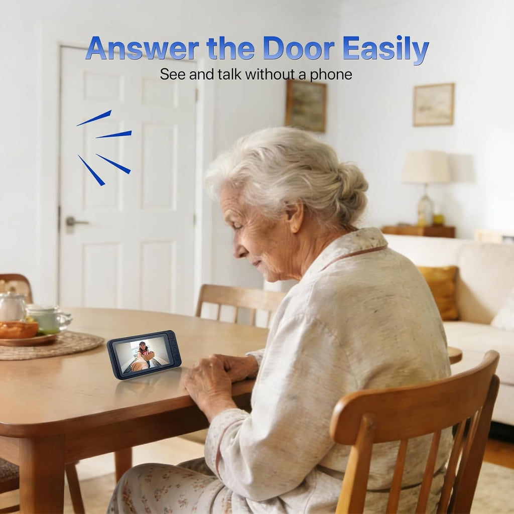 BOKKY Wireless HD Video Doorbell with 4.5'' Indoor Monitor, No WiFi or App Required, 2-Way Talk, Night Vision, Local SD Storage, Ideal for Seniors and Apartments