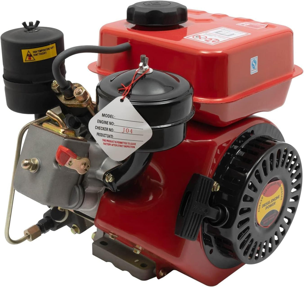 Diesel Engine, 196Cc 4-Stroke Single-Cylinder Diesel Engine, 3HP Engine with Air-Cooled Recoil Starter Systemdiesel Engine for Go-Karts, Lawnmowers, Generators, Log Cutters